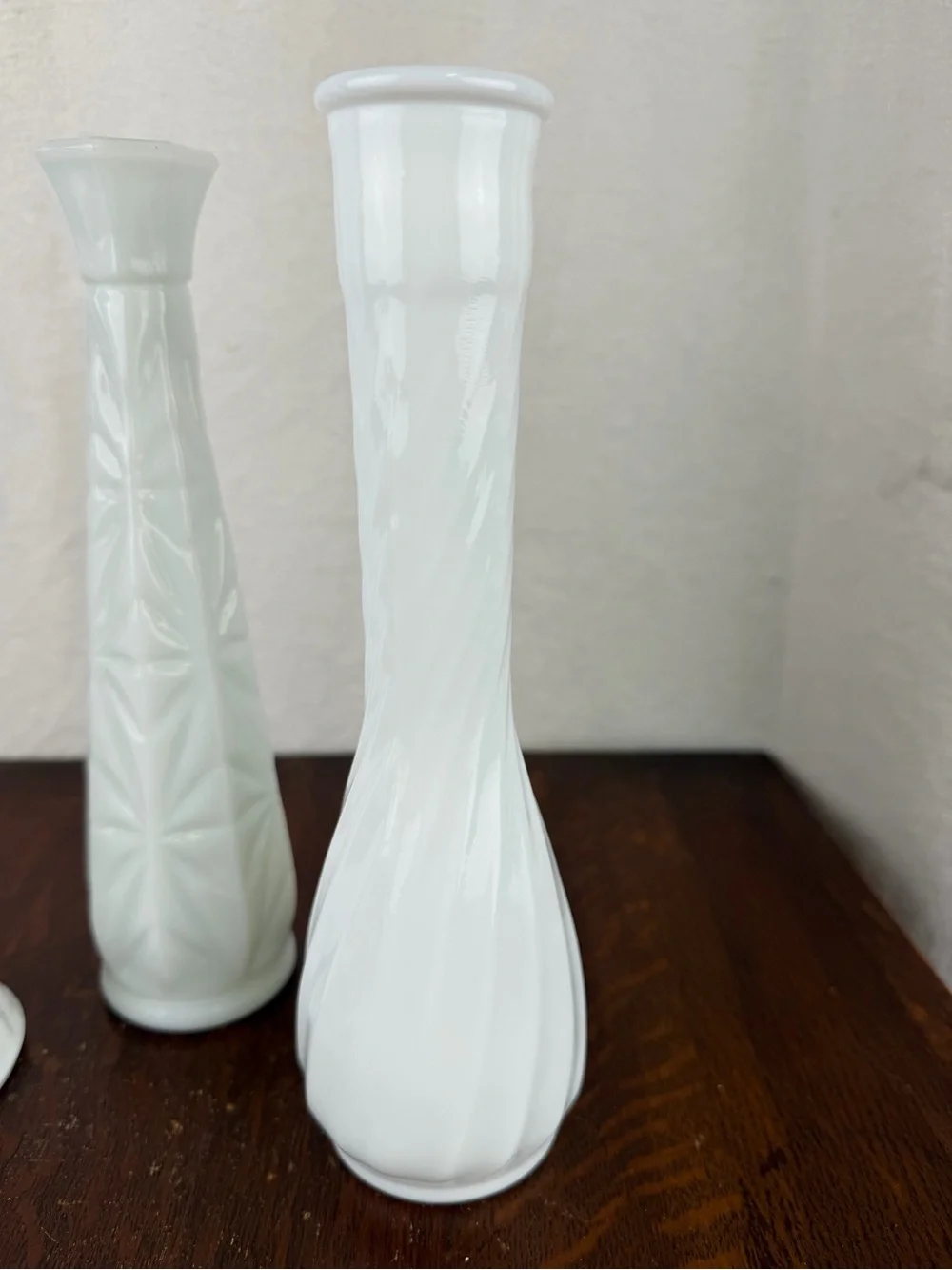 Vintage Milk Glass Bud Vases Set of 4 White Embossed Textured Floral Vases